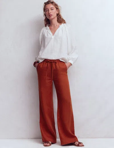 Boden Women's Islington Linen Pants In Brown | Size 16/18 In Burgundy