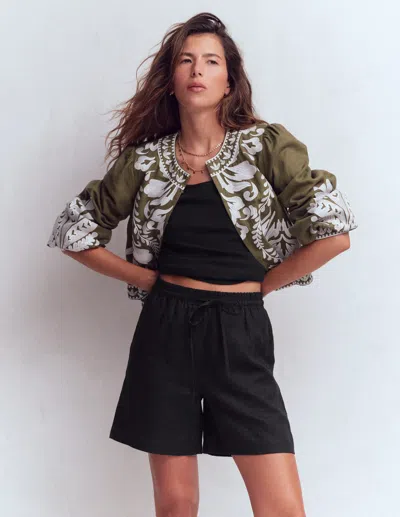 Boden Women's Islington Linen Shorts In Black | Size 20/22