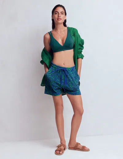 Boden Women's Islington Towelling Shorts In Blue | Size 20