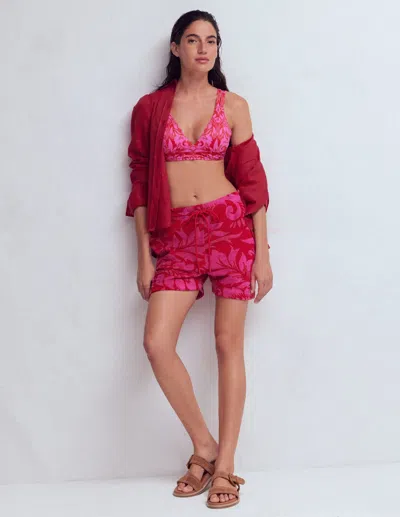 Boden Women's Islington Towelling Shorts In Red | Size 20 In Pink