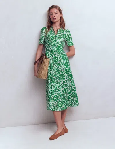 Boden Women's Ivy Cotton Midi Dress In Green | Size 16/18