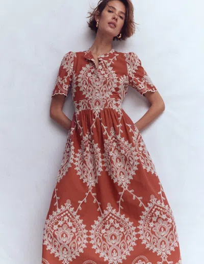 Boden Women's Ivy Cotton Midi Dress In Red | Size 20/22