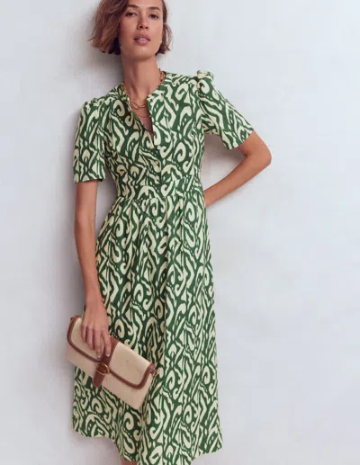 Boden Women's Ivy Linen Midi Dress In Green | Size 22