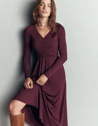 Boden Women's Jasmine Ruched Jersey Dress In Purple | Size 4 In Burgundy