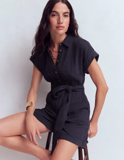 Boden Women's Kay Double Cloth Playsuit In Blue | Size 22