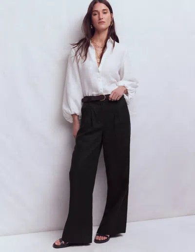 Boden Women's Kensington Linen Pants In Black | Size 16/18