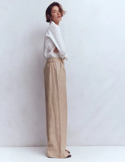 Boden Women's Kensington Linen Pants In Brown | Size 16/18 In Neutral