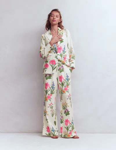 Boden Women's Kensington Linen Pants In White | Size 20/22 In Multi