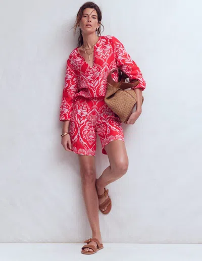 Boden Women's Kensington Linen Shorts In Red | Size 20/22