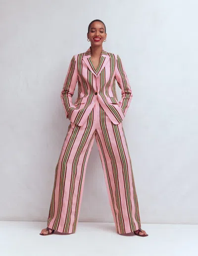 Boden Women's Kensington Linen Trousers In Pink | Size 20
