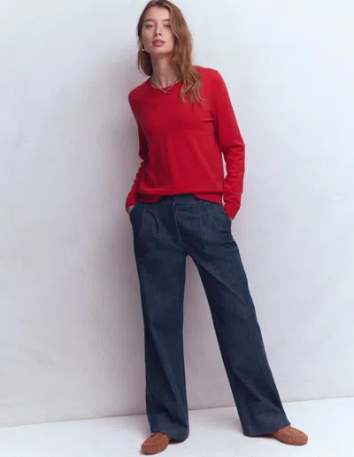 Boden Women's Kensington Twill Trousers In Blue | Size 6