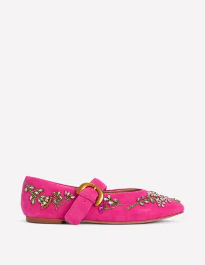 Boden Women's Kylie Flat Buckle Mary Janes In Pink | Size 40