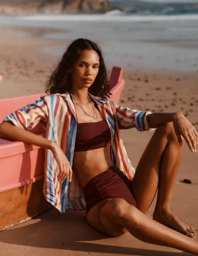 Boden Women's Kythira Ruched Bikini Bottoms In Brown | Size 16/18