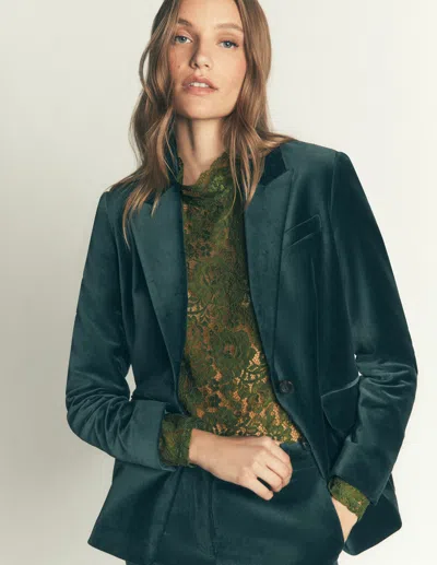 Boden Women's Lace Detail Top In Green | Size 4 In Blue