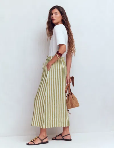 Boden Women's Layla Linen Skirt In Green | Size 20/22