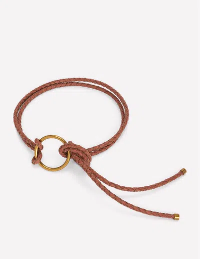 Boden Women's Leather Rope Belt In Brown | Size Small In Orange