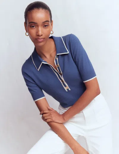 Boden Women's Liz Henley T-shirt In Blue | Size Xl