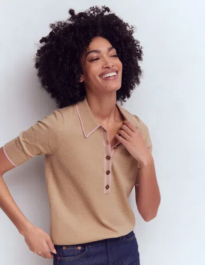 Boden Women's Liz Henley T-shirt In Natural | Size Xs In Nude