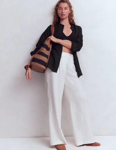 Boden Women's Longline Linen Shirt In Black | Size 6