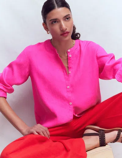 Boden Women's Longline Linen Shirt In Pink | Size 16/18