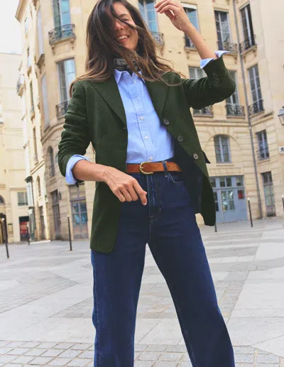 Boden Women's Longline Wool Button Blazer In Green | Size 4