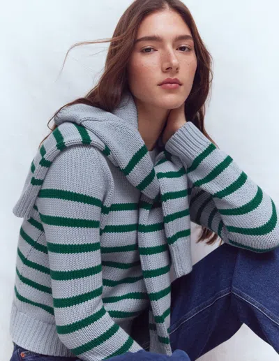 Boden Women's Lucy Chunky Cotton Sweater In Blue | Size Medium In Gray