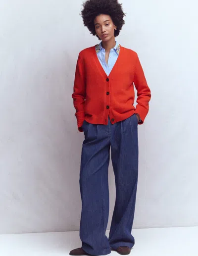 Boden Women's Lucy Relaxed Cotton Cardigan In Orange | Size Xl In Red