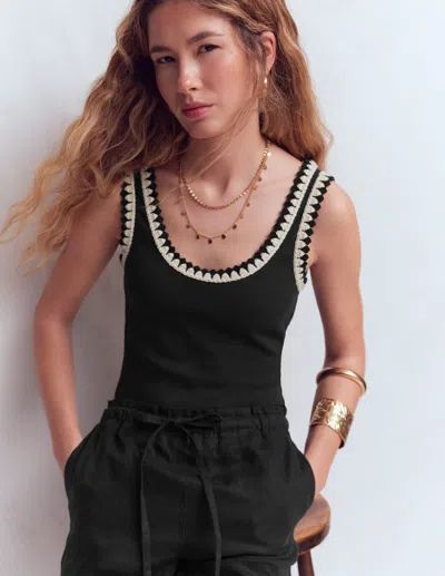 Boden Women's Maddie Trim Detail Vest Top In Black | Size 20