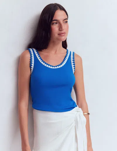 Boden Women's Maddie Trim Detail Vest Top In Blue | Size 22