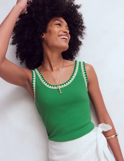 Boden Women's Maddie Trim Detail Vest Top In Green | Size 16