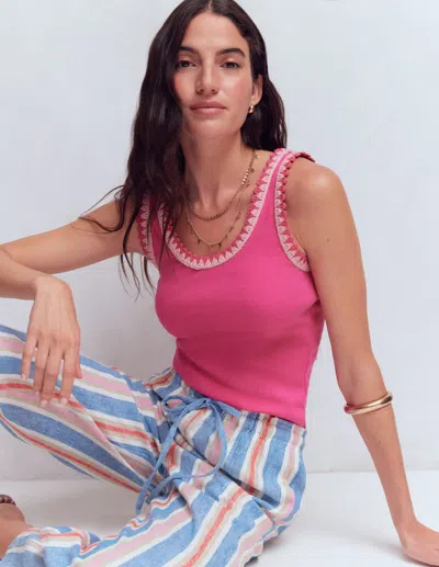 Boden Women's Maddie Trim Detail Vest Top In Pink | Size 18