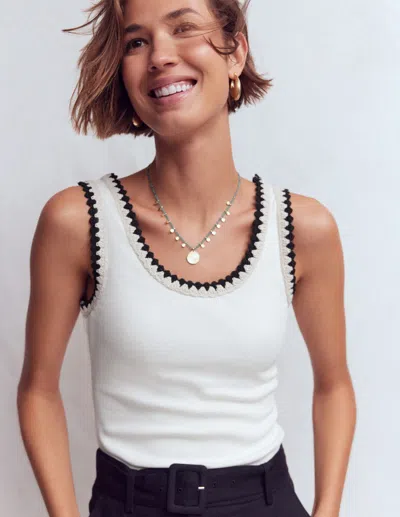 Boden Women's Maddie Trim Detail Vest Top In White | Size 22