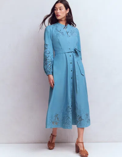 Boden Women's Mae Linen Blend Shirt Dress In Blue | Size 20/22