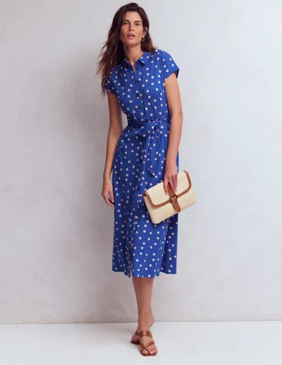 Boden Women's Marcia Jersey Shirt Dress In Blue | Size 22