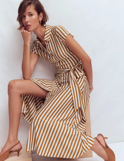 Boden Women's Marcia Jersey Shirt Dress In Brown | Size 22