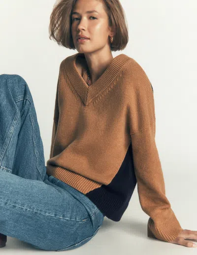 Boden Women's Marta Merino V Neck Jumper In Brown | Size Xs