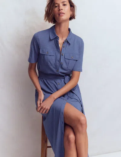 Boden Women's Mavis Midi Jersey Shirt Dress In Blue | Size 22
