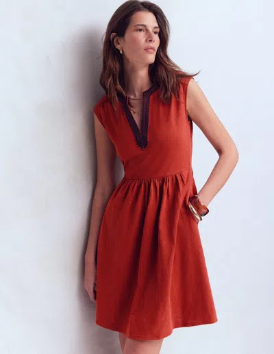 Boden Women's May Jersey Short Dress In Brown | Size 22 In Red
