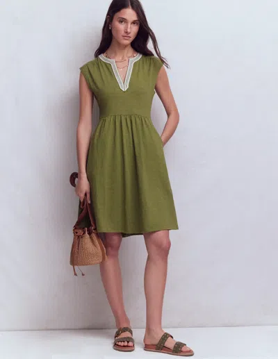 Boden Women's May Jersey Short Dress In Green | Size 20/22