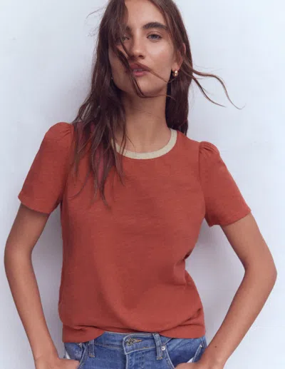 Boden Women's Metallic Trim T-shirt In Brown | Size 22