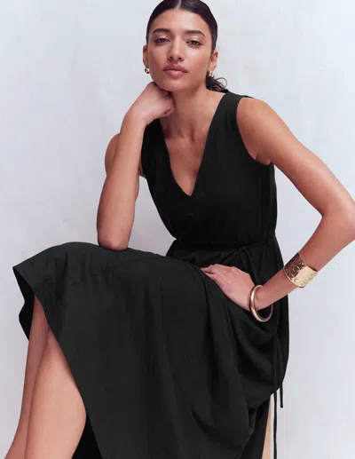 Boden Women's Mia V-neck Jersey Midi Dress In Black | Size 14