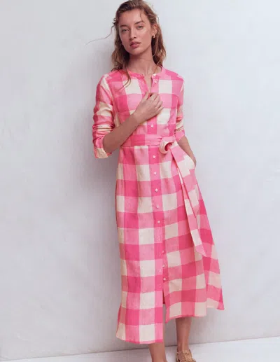 Boden Women's Mollie Linen Shirt Dress In Pink | Size 8