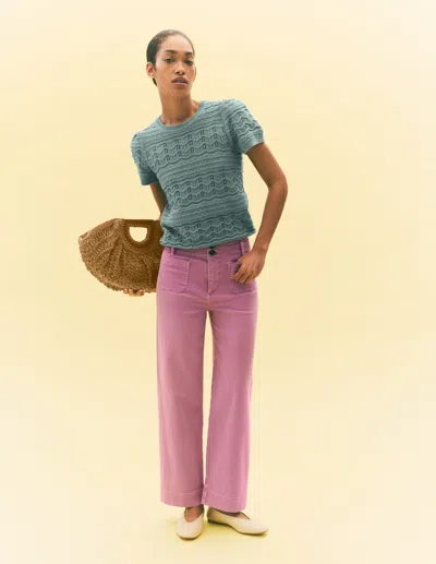 Boden Women's Monica Pointelle T-shirt In Blue | Size Medium