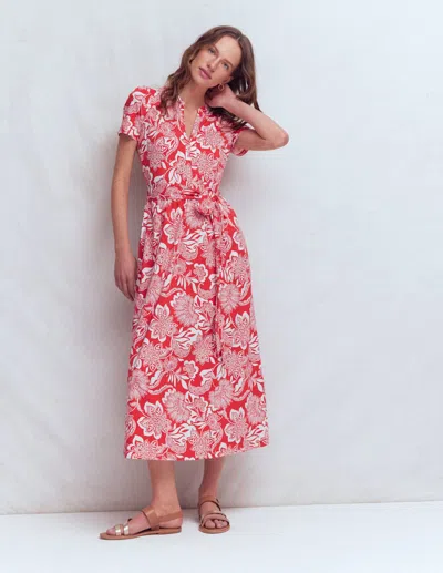 Boden Women's Naomi Jersey Midi Dress In Red | Size 22