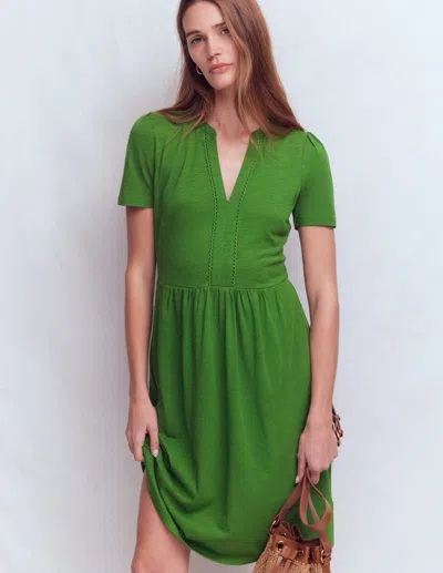 Boden Women's Naomi Short Jersey Dress In Green | Size 20/22