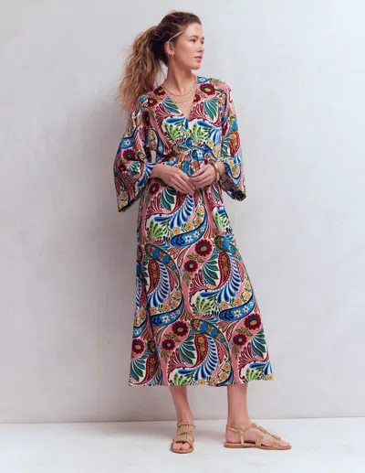 Boden Women's Nell Kimono Midi Jersey Dress | Size 20 In Multi