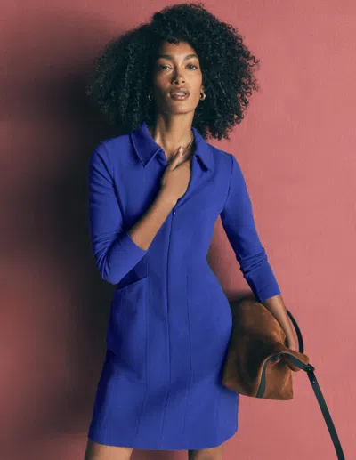Boden Women's Nia Ottoman Long Sleeve Dress In Blue | Size 4