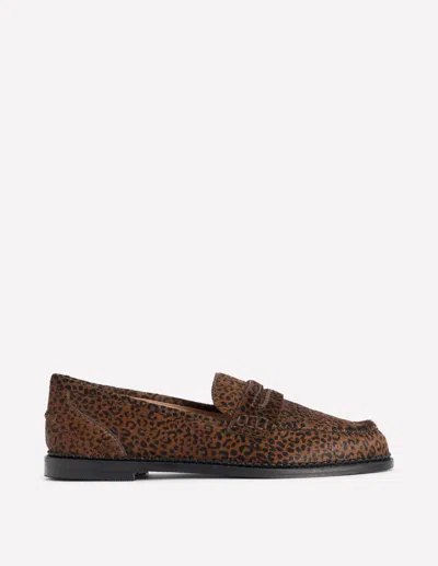Boden Women's Nya Penny Loafers In Brown | Size 37 In Animal Print