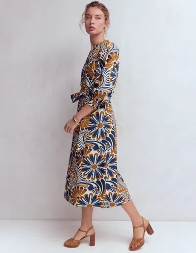 Boden Women's Octavia Cotton Dress In Blue | Size 18 In Multi