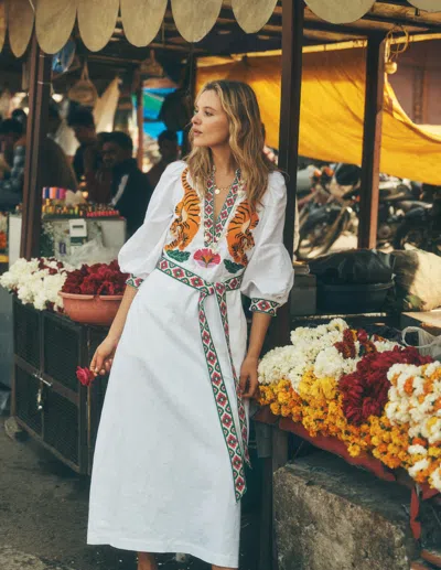 Boden Women's Octavia Linen Dress In White | Size 20 In Multi